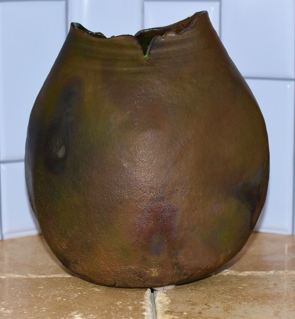 Raku Fired Studio Pottery Decorative Art Vessel Organic Modern Earthenware